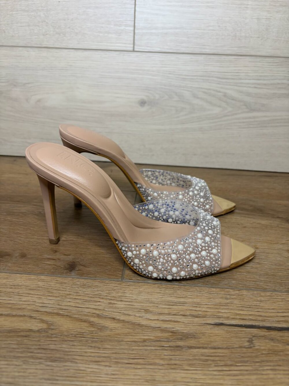 INC International Concepts Amra Pearl Bling Heels Size 7M
